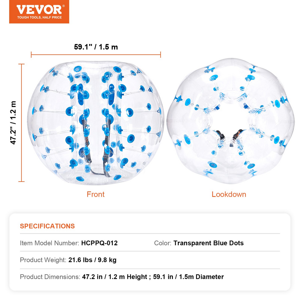 VEVOR - Pelota de parachoques inflable (1 unidad) 1,5 m (5 pies) de cuerpo 0,8 mm de grosor de PVC