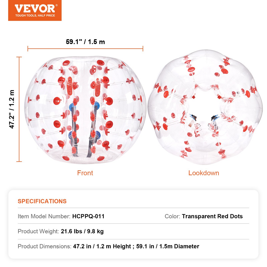 VEVOR - Pelota de parachoques inflable (1 unidad) 1,5 m (5 pies) de cuerpo 0,8 mm de grosor de PVC
