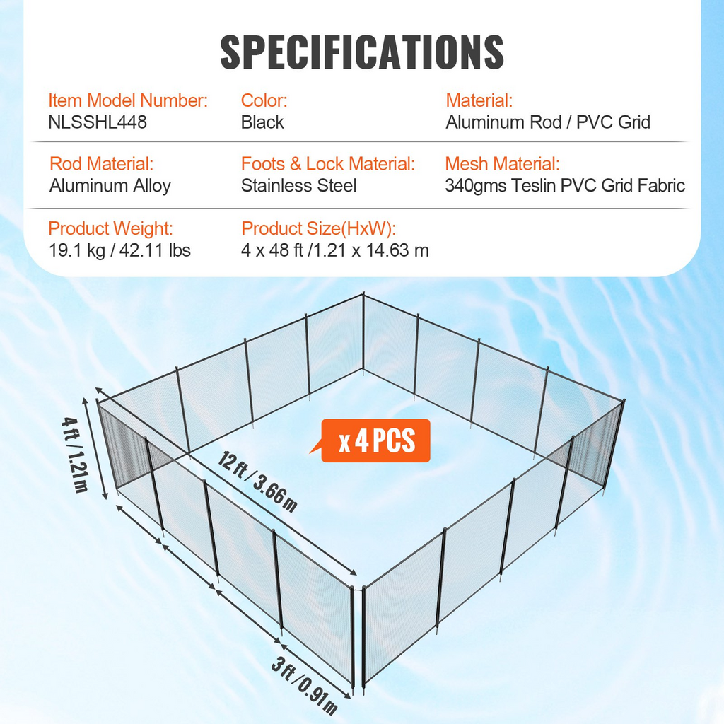 Valla para piscina VEVOR 4 x 48 pies de PVC Teslin de 340 g