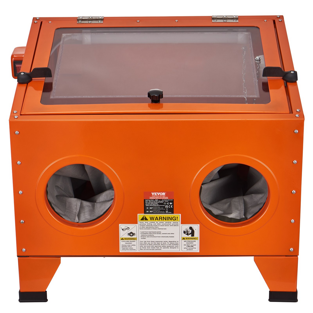 Gabinete de chorro de arena VEVOR de 25 galones de 40-120 PSI 4 boquillas de cerámica para eliminar pintura, manchas y óxido