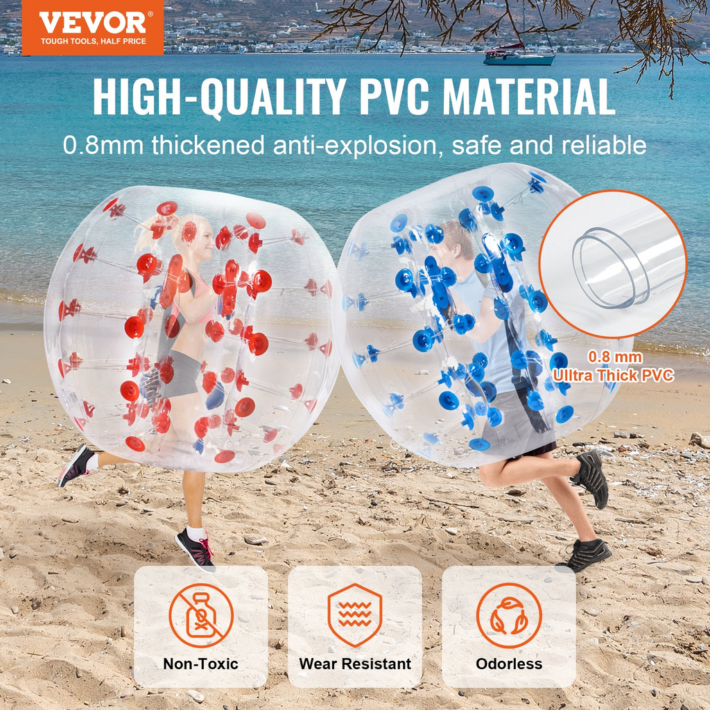 VEVOR - Paquete de 2 pelotas de parachoques inflables 1,2 m/4 pies 0,8 mm de grosor de PVC