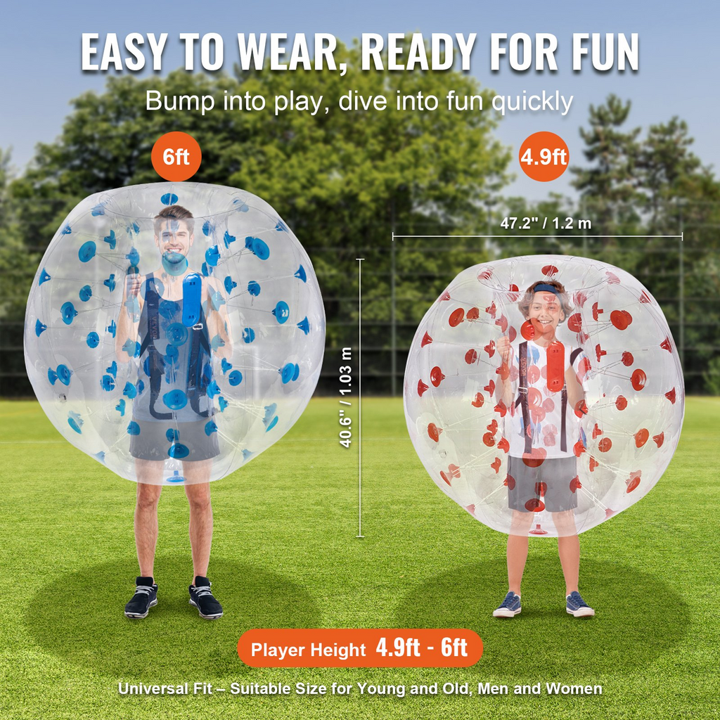 VEVOR - Paquete de 2 pelotas de parachoques inflables 1,2 m/4 pies 0,8 mm de grosor de PVC