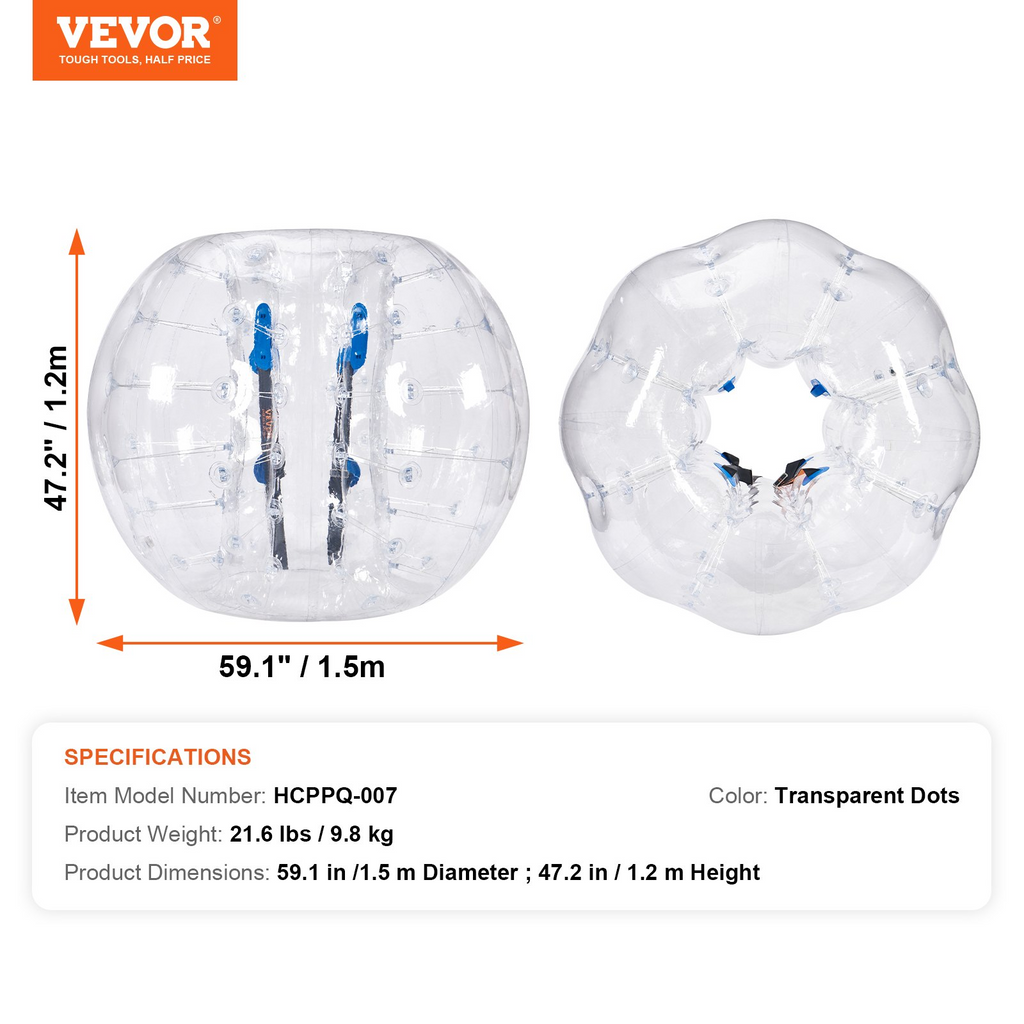 VEVOR - Pelota de parachoques inflable (1 unidad) 1,5 m (5 pies) de cuerpo 0,8 mm de grosor de PVC