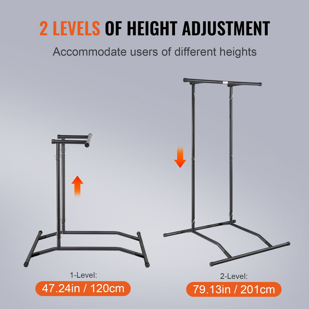 Soporte para barra de dominadas con altura ajustable de 2 niveles capacidad de peso de 220 libras color negro