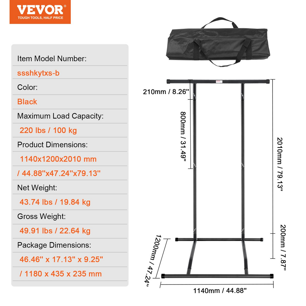 Soporte para barra de dominadas con altura ajustable de 2 niveles capacidad de peso de 220 libras color negro