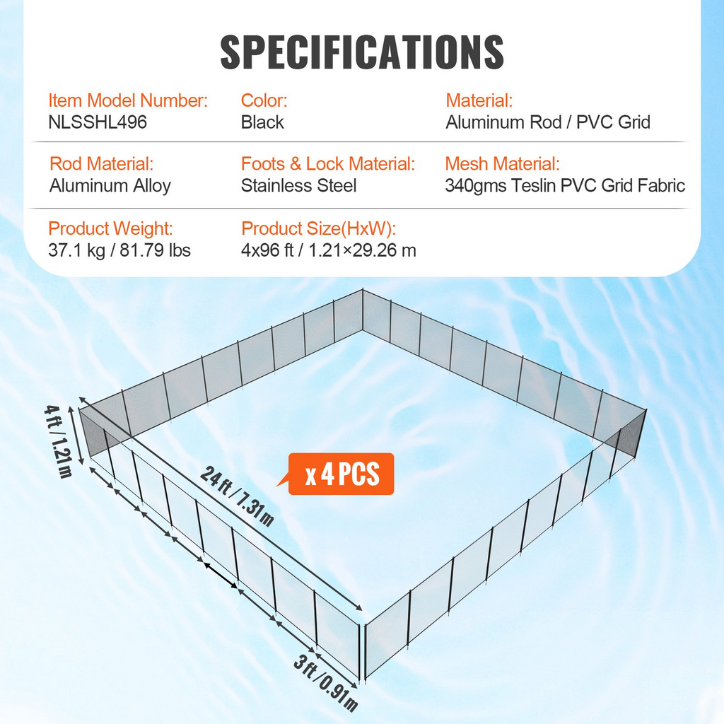 Valla para piscina VEVOR 4 x 96 pies