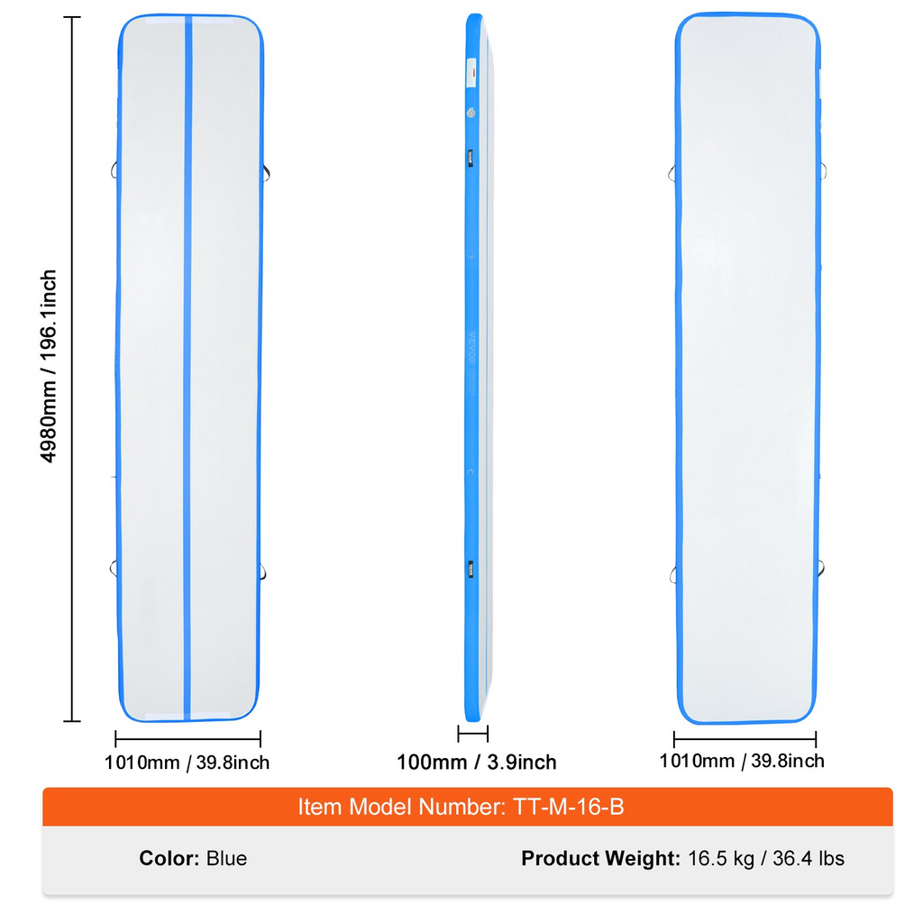 VEVOR Colchoneta inflable para gimnasia 4 pulgadas de grosor
