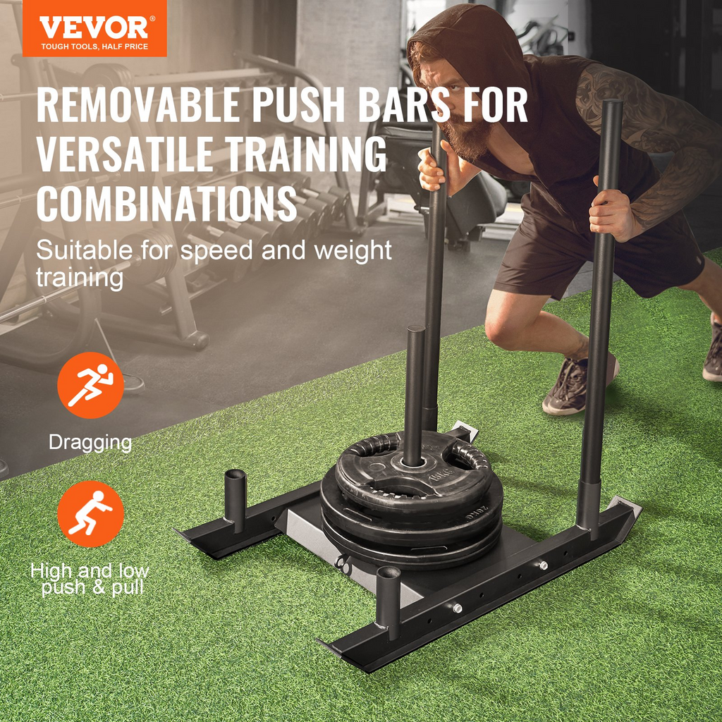 VEVOR Trineo de entrenamiento con pesas para placas de pesas de 2" color negro