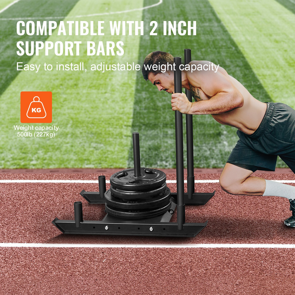 VEVOR Trineo de entrenamiento con pesas para placas de pesas de 2" color negro