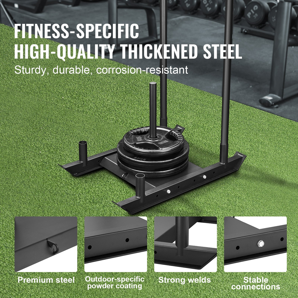 VEVOR Trineo de entrenamiento con pesas para placas de pesas de 2" color negro