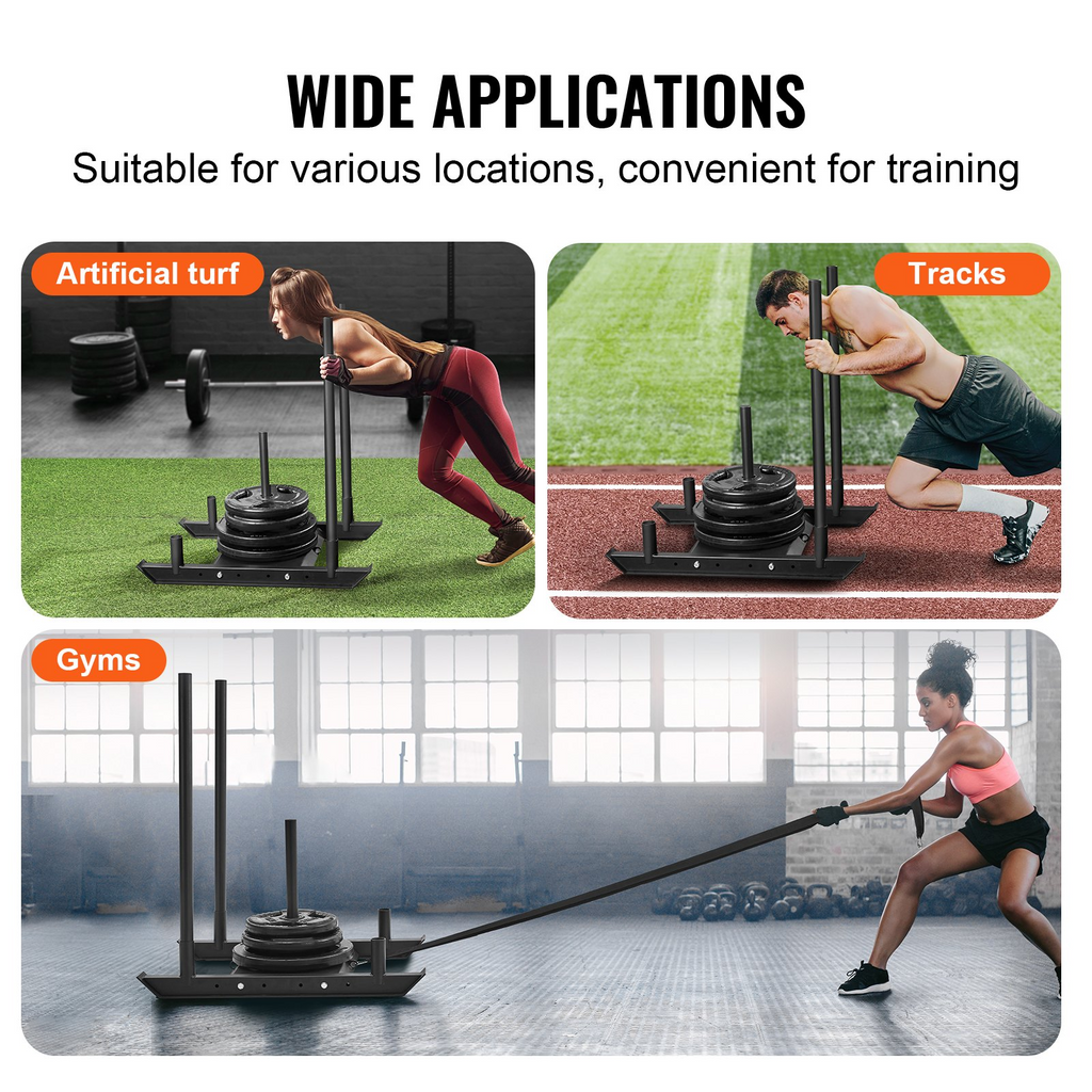 VEVOR Trineo de entrenamiento con pesas para placas de pesas de 2" color negro