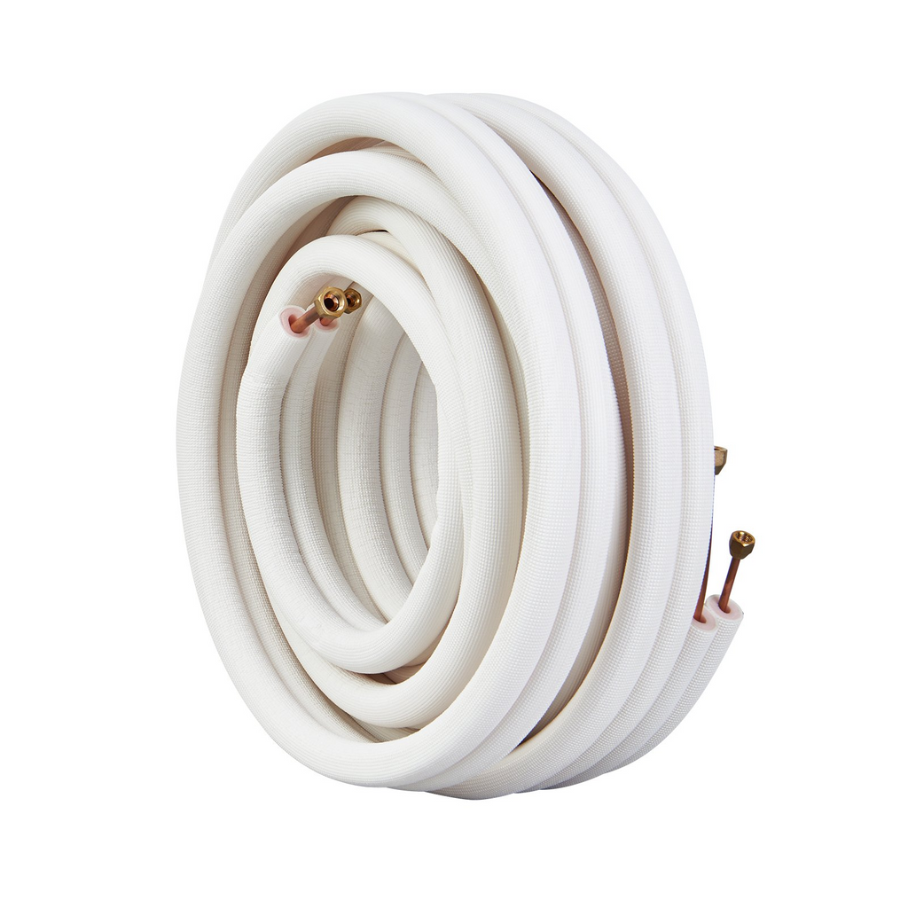 Juego de líneas minisplit VEVOR de 50 pies tubos de cobre de 1/4" y 3/8" de diámetro exterior y aislamiento de triple capa