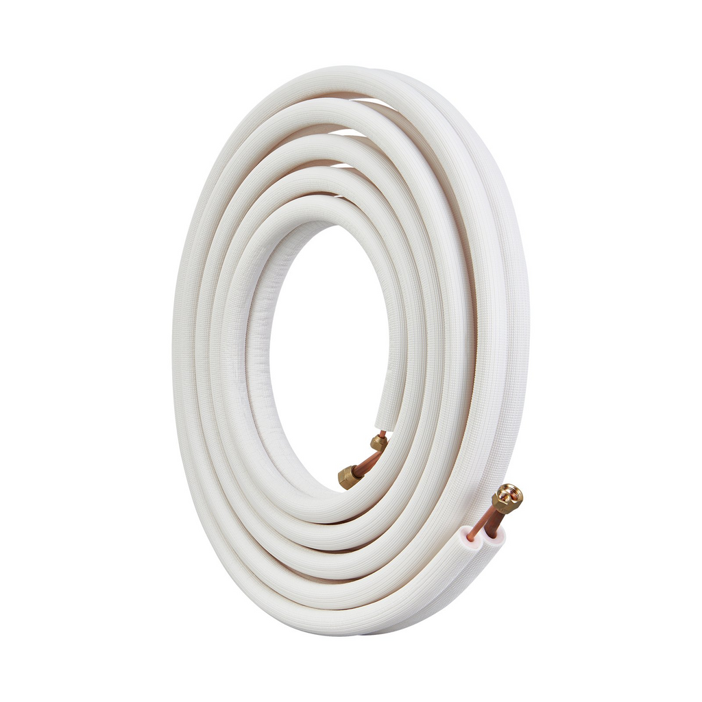 VEVOR - Juego de minilíneas divididas de 25 pies tubos de cobre de 1/4" y 1/2" de diámetro exterior y aislamiento de triple capa (cable de conexión de 27 pies)