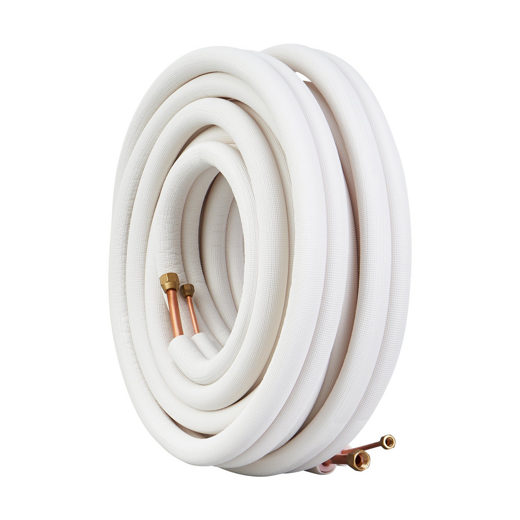 Juego de líneas minisplit VEVOR de 50 pies tubos de cobre de 1/4" y 1/2" de diámetro exterior y aislamiento de triple capa