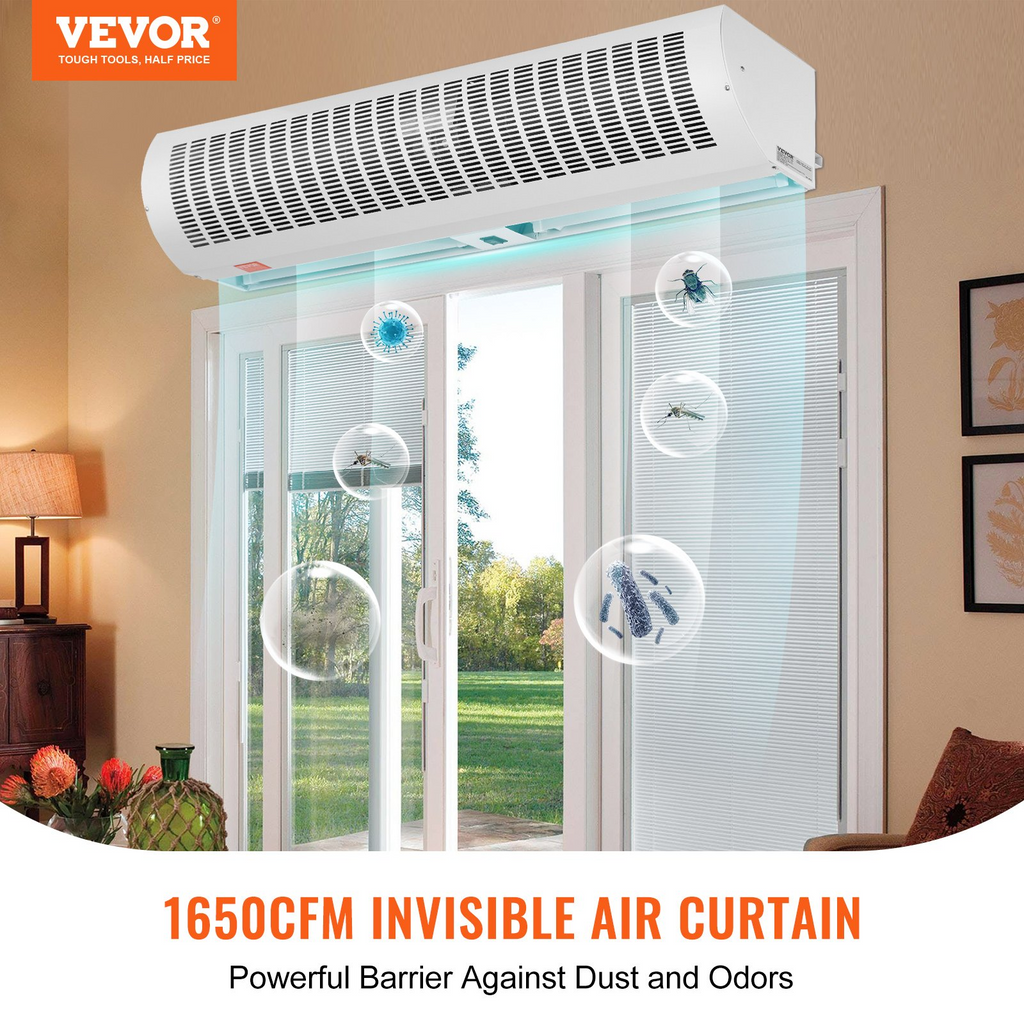 Cortina de aire VEVOR de 48'' para interiores 1650 CFM 2 velocidades montaje en pared sin calefacción