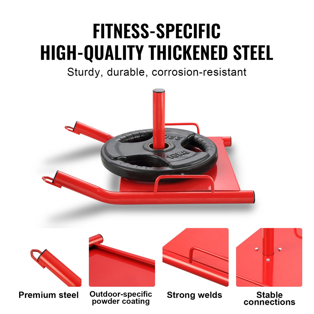 VEVOR Trineo de tracción para entrenamiento con pesas para placas de pesas de 2" rojo