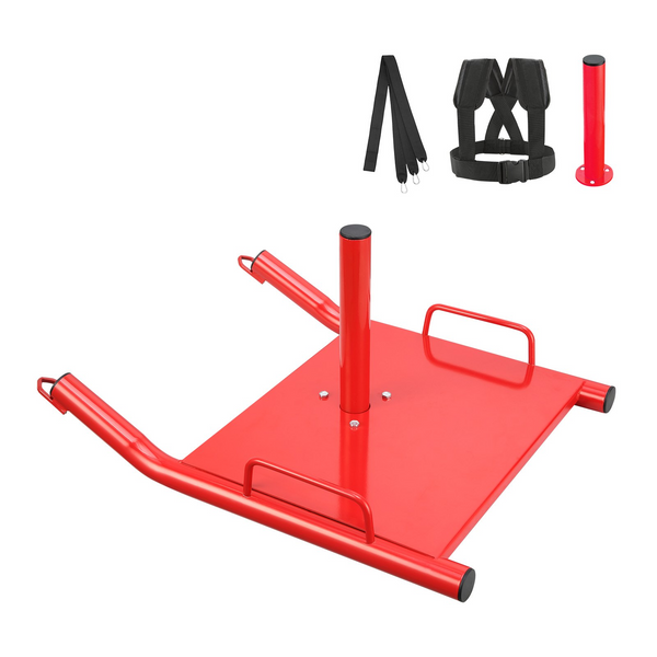 VEVOR Trineo de tracción para entrenamiento con pesas para placas de pesas de 2" rojo