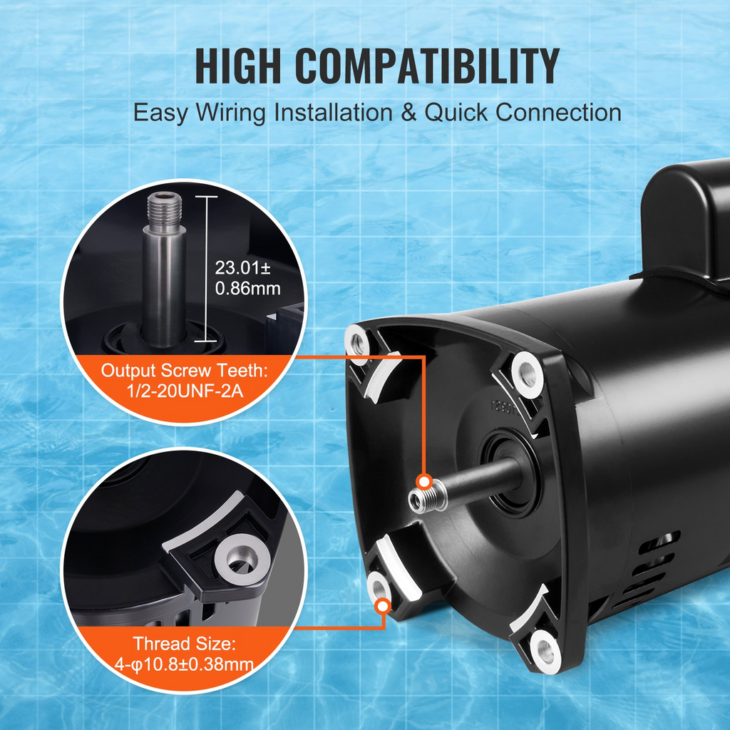 Motor de bomba de piscina VEVOR de 1,5 HP 115/230 V 12,8/6,4 A 56 Y 3450 RPM condensador de 90 μF/250 V