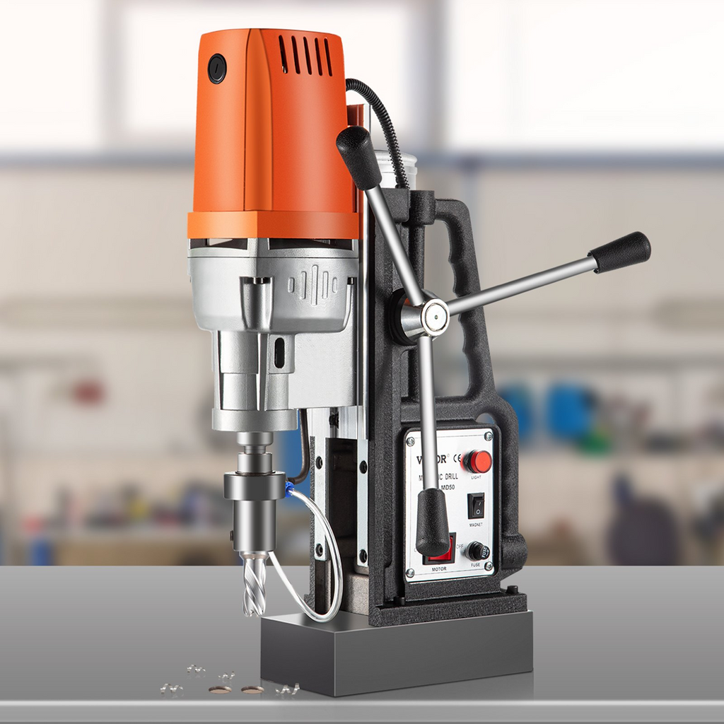 Taladro magnético VEVOR de 1550 W diámetro de perforación de 2 pulgadas 2900 libras 11 brocas de corte anular HSS