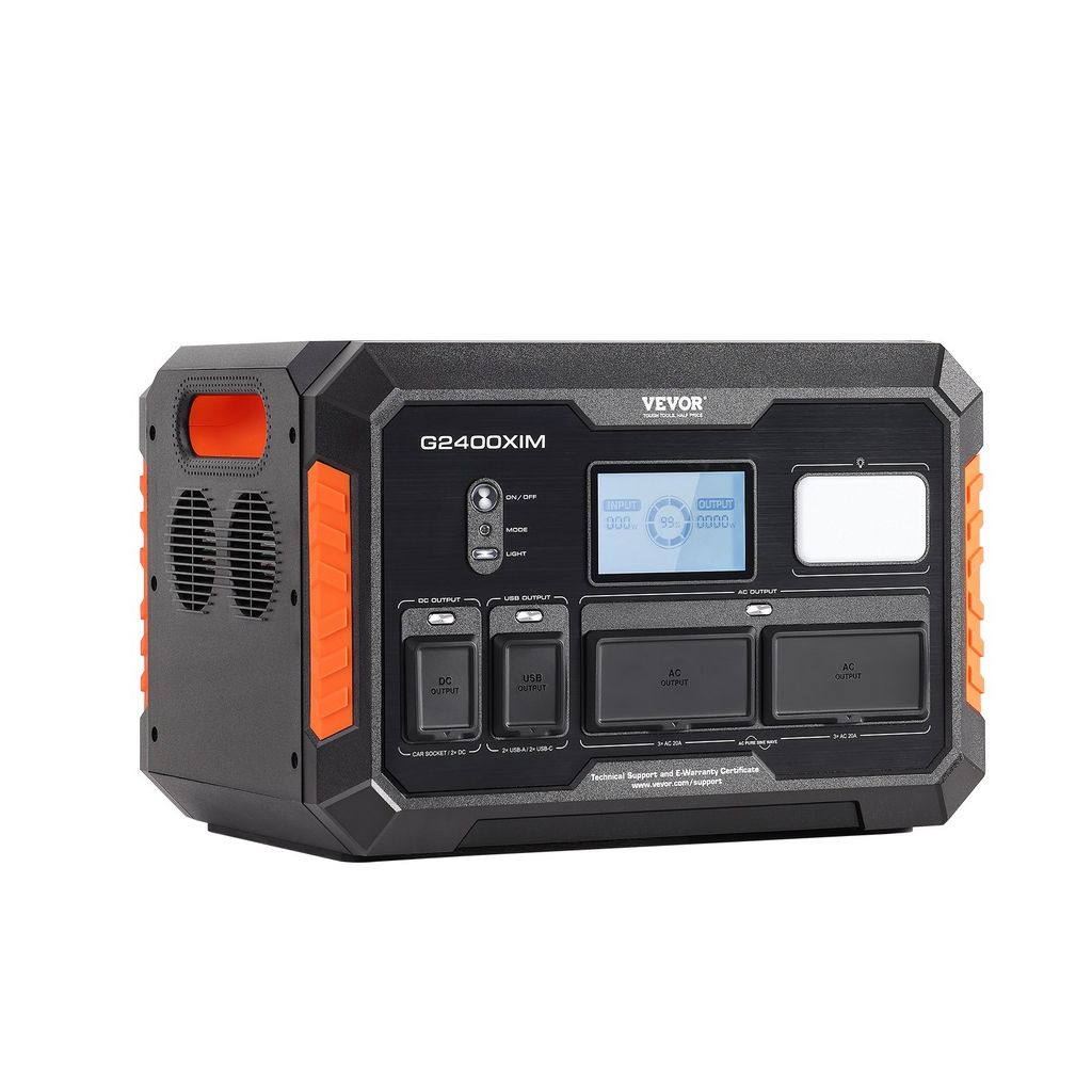 Generador solar portátil VEVOR de 1843 Wh y 2400 W con 13 puertos de carga