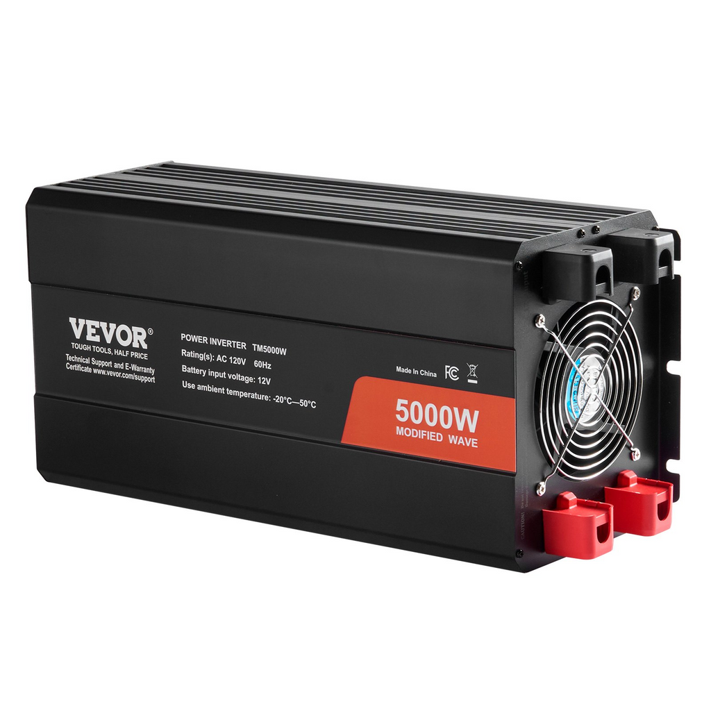 Inversor de corriente de CC de 12 V a CA de 120 V 5000 W con 6 salidas de CA 2 puertos USB 1 puerto tipo C pantalla LCD y control remoto