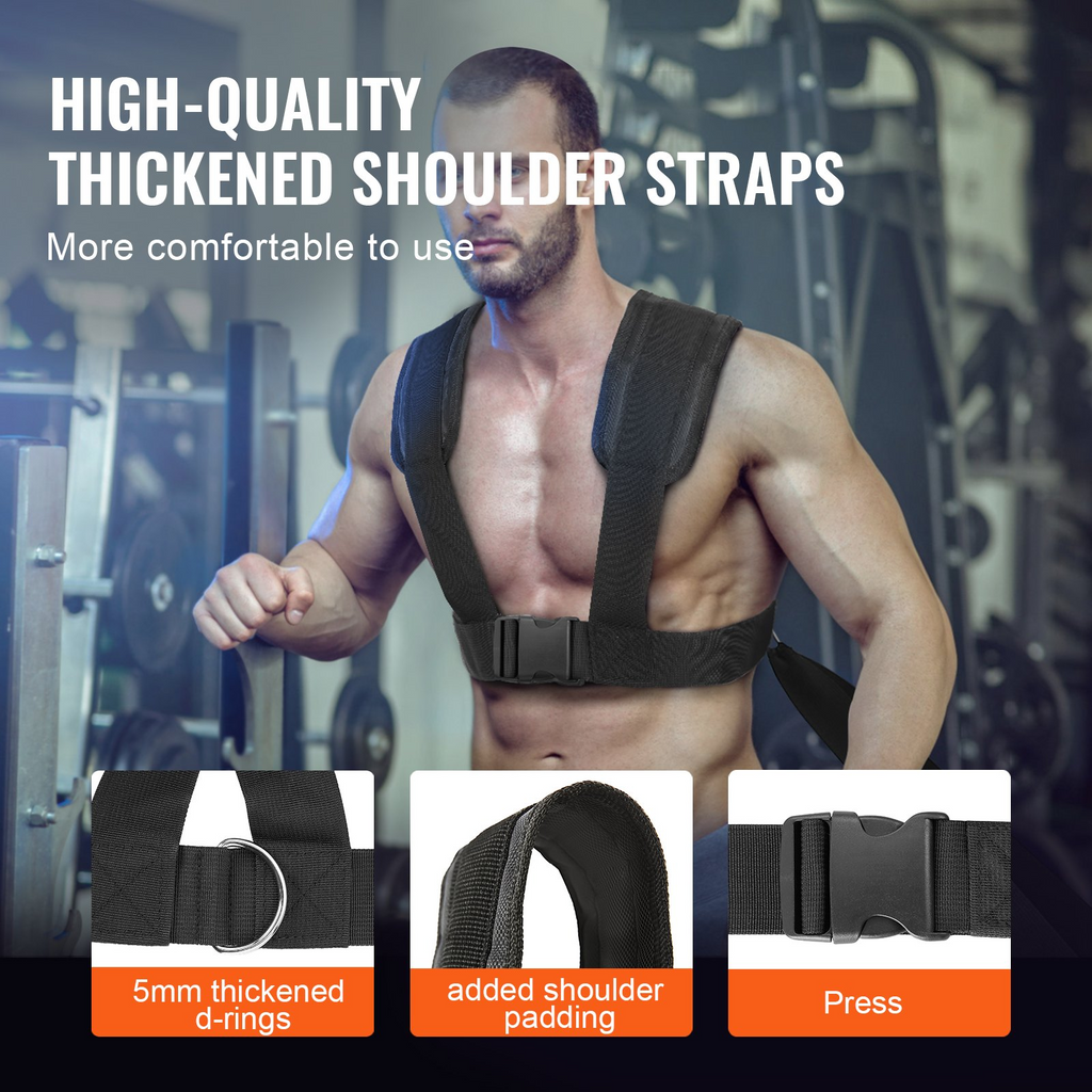 VEVOR Trineo de tracción para entrenamiento con pesas para placas de pesas de 1 y 2 pulgadas color naranja