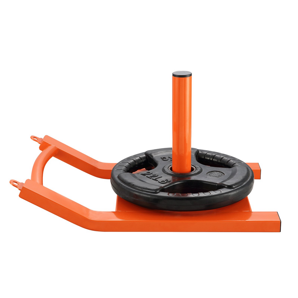 VEVOR Trineo de tracción para entrenamiento con pesas para placas de pesas de 1 y 2 pulgadas color naranja
