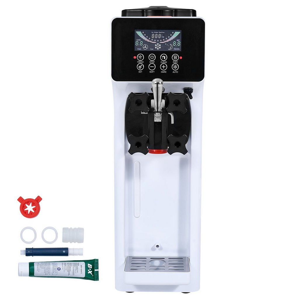 VEVOR Máquina comercial para hacer helados rendimiento de 10,6 qt/h de un solo sabor de 1000 W con tolva de 4 l cilindro de 1,6 l panel LCD con preenfriado automático