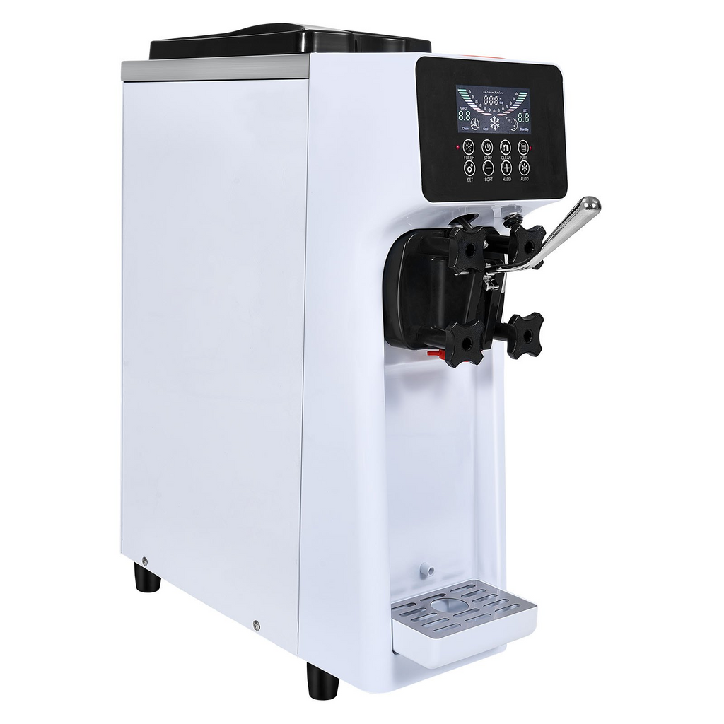 VEVOR Máquina comercial para hacer helados rendimiento de 10,6 qt/h de un solo sabor de 1000 W con tolva de 4 l cilindro de 1,6 l panel LCD con preenfriado automático