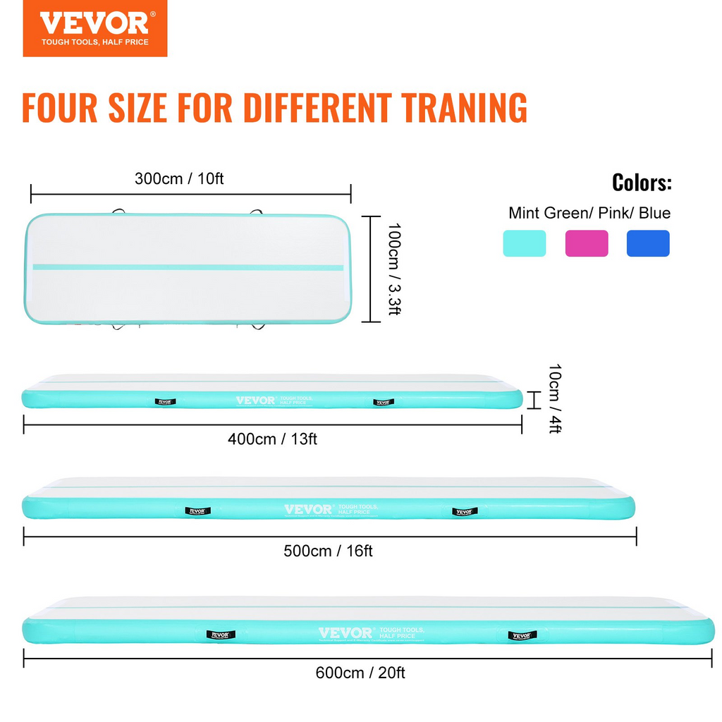 VEVOR Colchoneta inflable para gimnasia 4 pulgadas de grosor