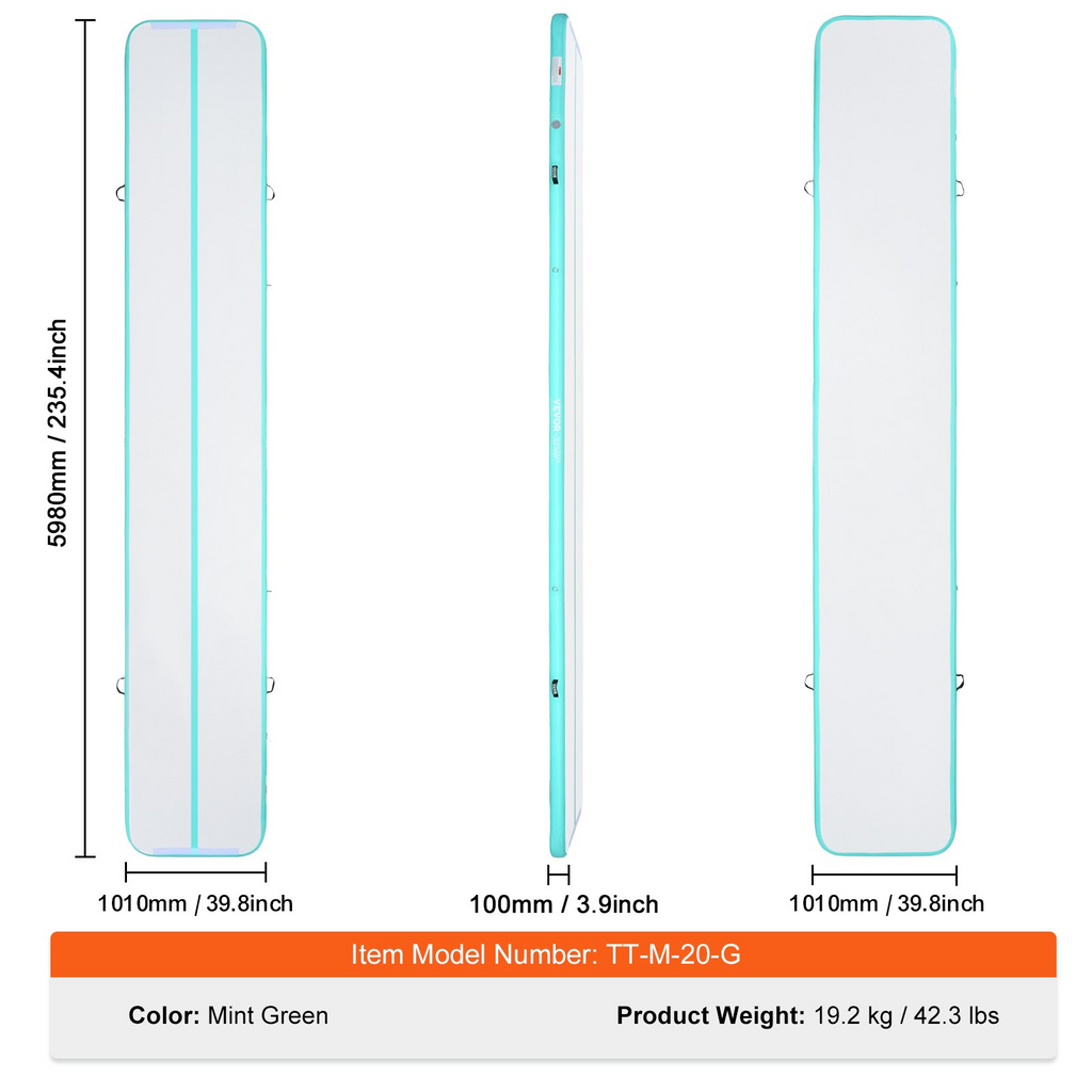 VEVOR Colchoneta inflable para gimnasia 4 pulgadas de grosor
