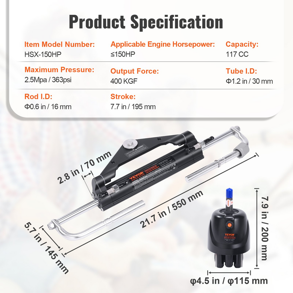 Kit de dirección hidráulica fueraborda VEVOR 150 HP