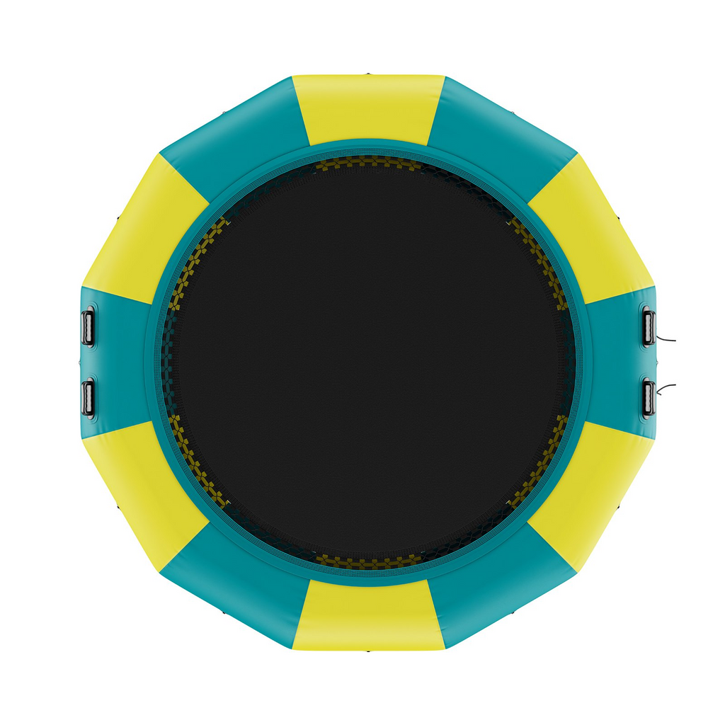 Trampolín acuático inflable de 13 pies con plataforma portátil escalera de 3 escalones y bomba de aire eléctrica para piscina lago y deportes acuáticos