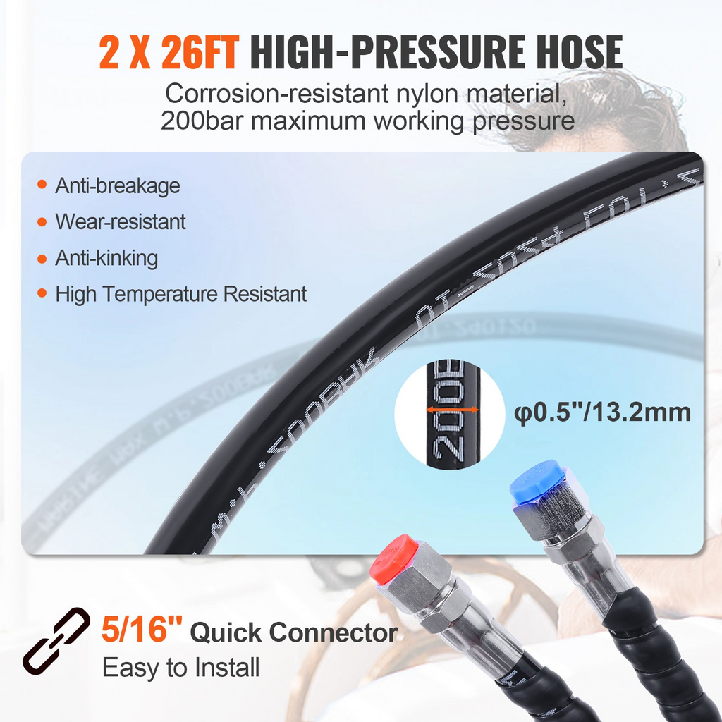 Kit de dirección hidráulica fueraborda VEVOR 150 HP