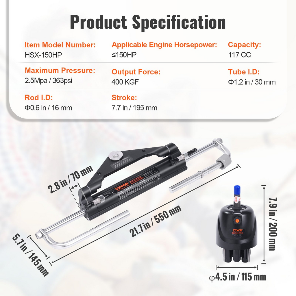 Kit de dirección hidráulica fueraborda VEVOR 150 HP