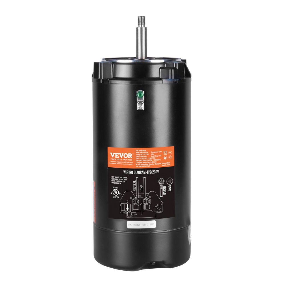 Motor de bomba de piscina VEVOR de 1,5 HP 3450 RPM 60 Hz
