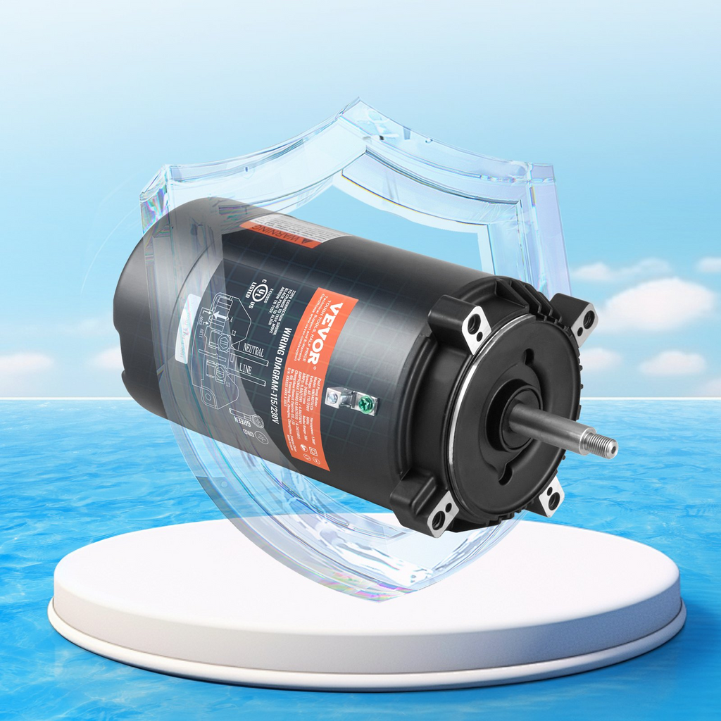 Motor de bomba de piscina VEVOR de 1 HP marco 56J 115 V (9,8 amperios)/230 V (4,9 amperios) 3450 RPM 60 Hz 1,4 capacitor de 90 μF/250 V