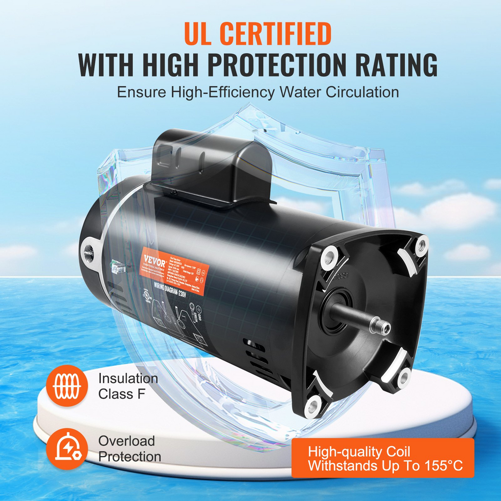 Motor de bomba de piscina VEVOR de 2 HP marco 56Y 230 V (7,8 amperios) 3450 RPM 60 Hz