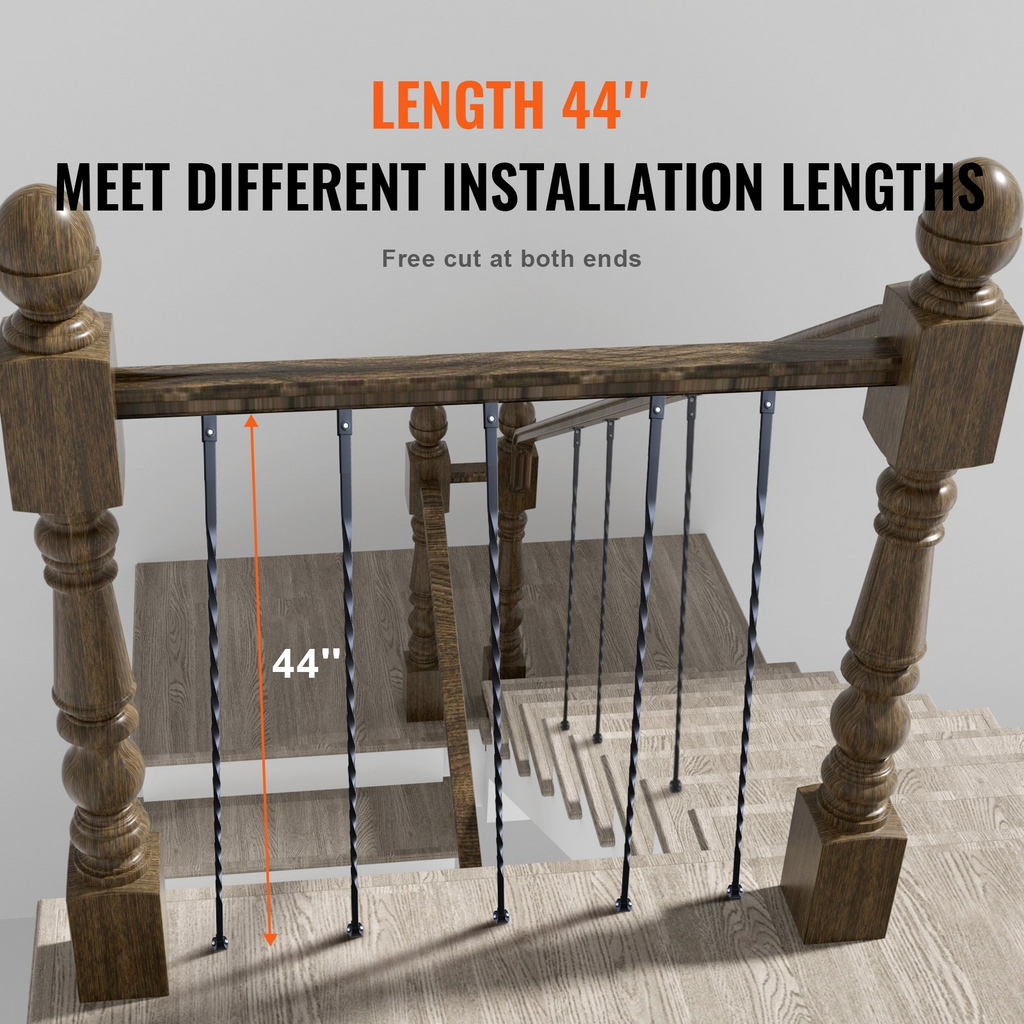 VEVOR - Barandilla de metal para escaleras 44'' x 1/2'' balaustres decorativos de acero galvanizado paquete de 10