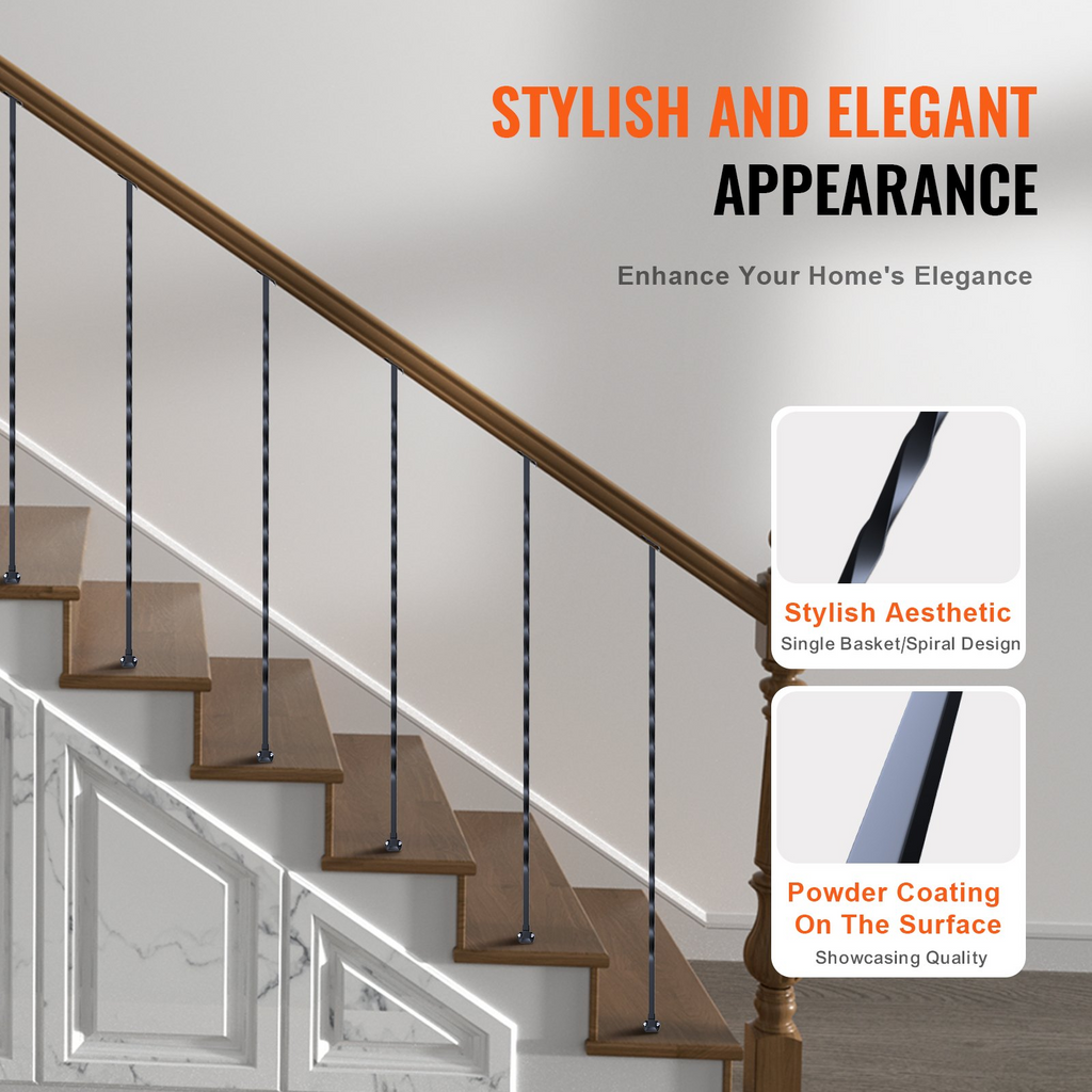 VEVOR - Barandilla de metal para escaleras 44'' x 1/2'' balaustres decorativos de acero galvanizado paquete de 10
