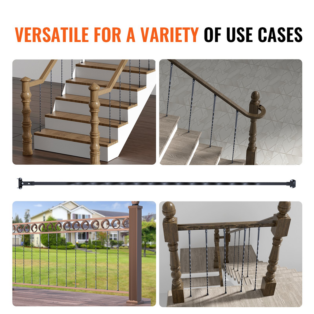VEVOR - Barandilla de metal para escaleras 44'' x 1/2'' balaustres decorativos de acero galvanizado paquete de 10