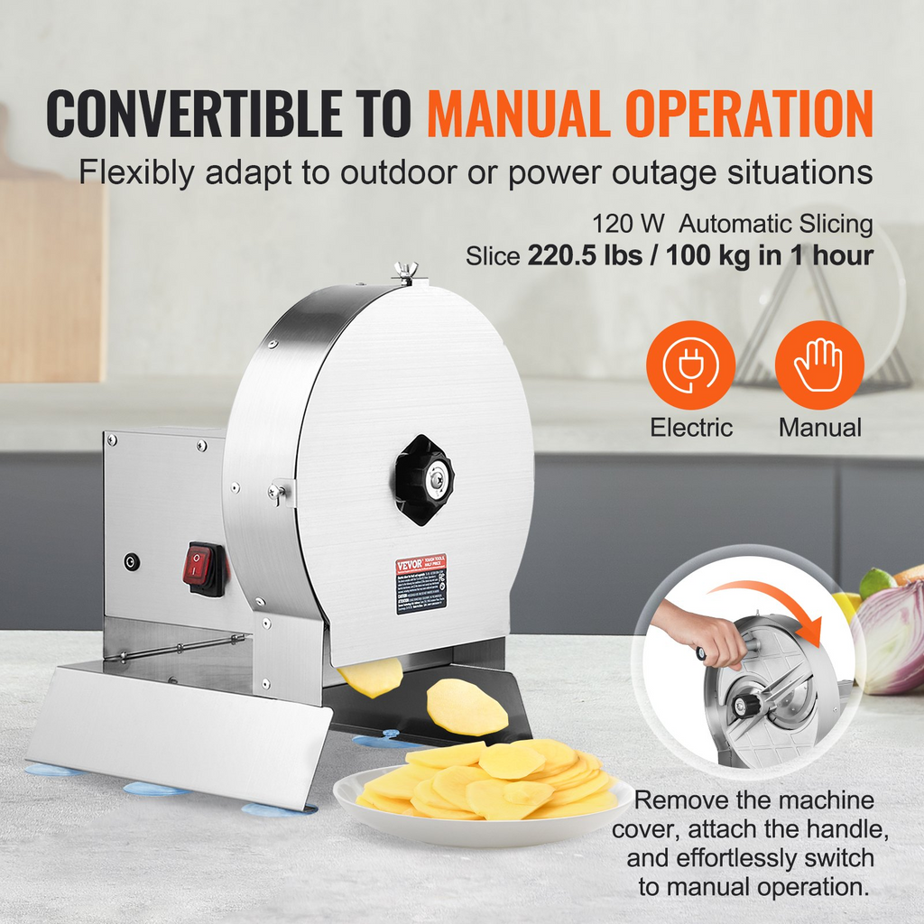 VEVOR Cortadora de verduras eléctrica ajustable de 0-0,5"/0-12 mm de grosor
