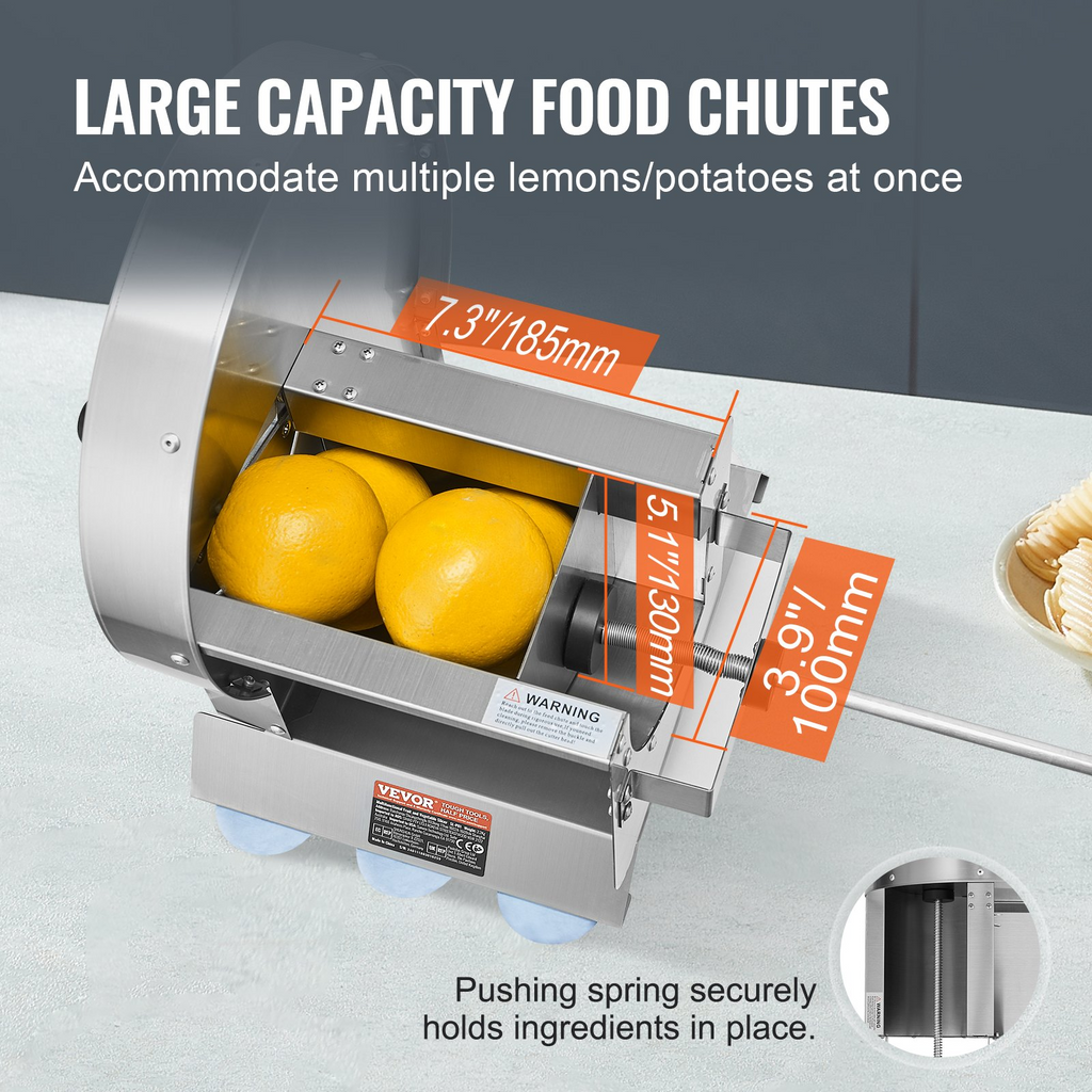 VEVOR Cortadora manual de frutas y verduras ajustable de 0 a 0,5"/0 a 12 mm de grosor con 2 cuchillas de repuesto