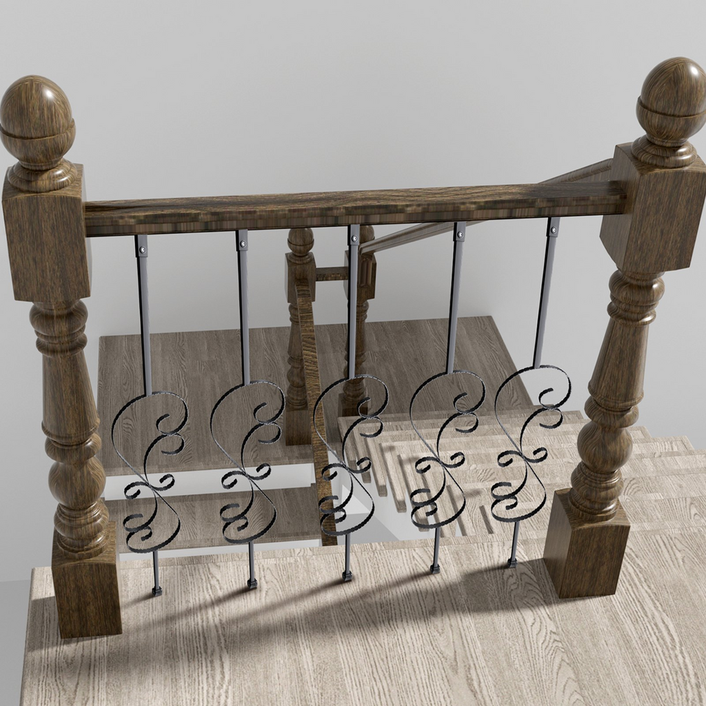 VEVOR - Barandilla de metal para escaleras 44 x 1/2 pulgada decorativos de acero galvanizado paquete de 5
