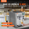 Máquina para hacer helados comerciales VEVOR rendimiento de 21 qt/h de 1800 W para encimera tolva de 2 x 4 l cilindro de 2 x 1,8 l