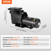 Bomba para piscina elevada VEVOR 1,5 HP 100 GPM 110 V/240 V 3450 RPM
