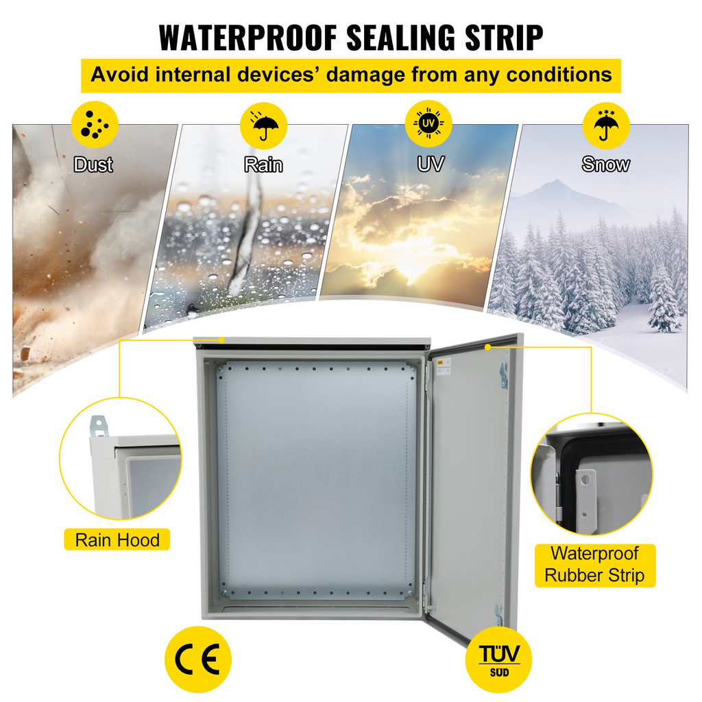 Caja eléctrica VEVOR, 24 x 24 x 12 pulgadas, probada según las normas UL, caja exterior NEMA 4, IP65, resistente al agua y al polvo