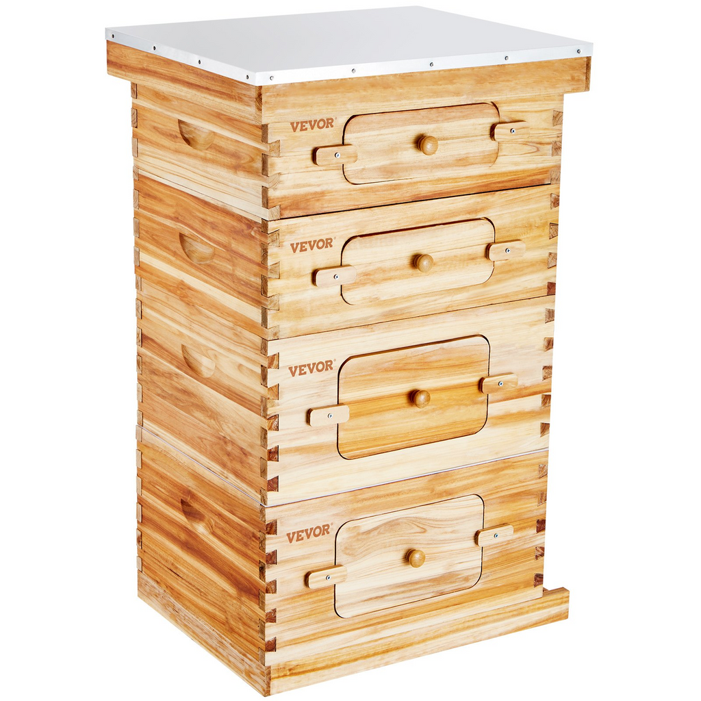 VEVOR Bee Hive - Kit de inicio de 40 colmenas de abejas con marco de madera de cedro recubierta de cera de abejas 2 cajas de abejas profundas y 2 medianas