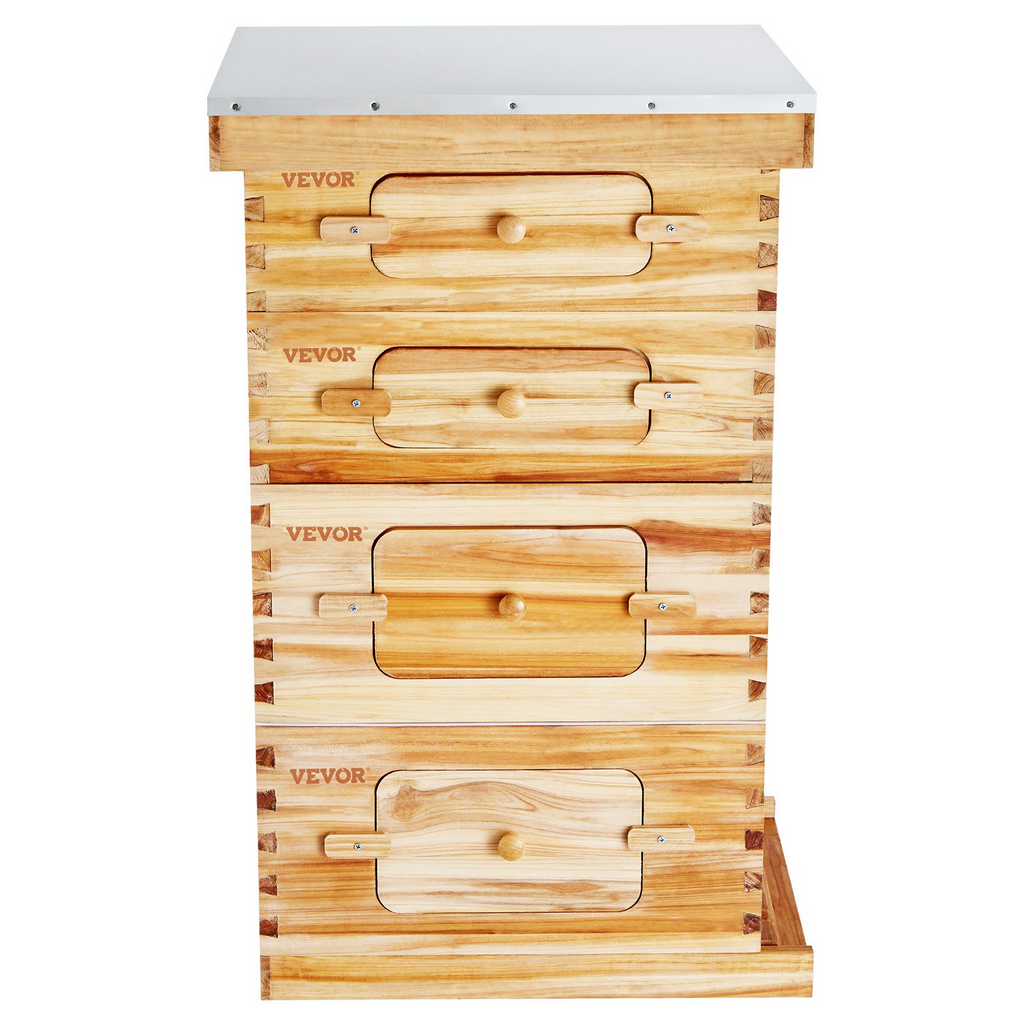 VEVOR Bee Hive - Kit de inicio de 40 colmenas de abejas con marco de madera de cedro recubierta de cera de abejas 2 cajas de abejas profundas y 2 medianas