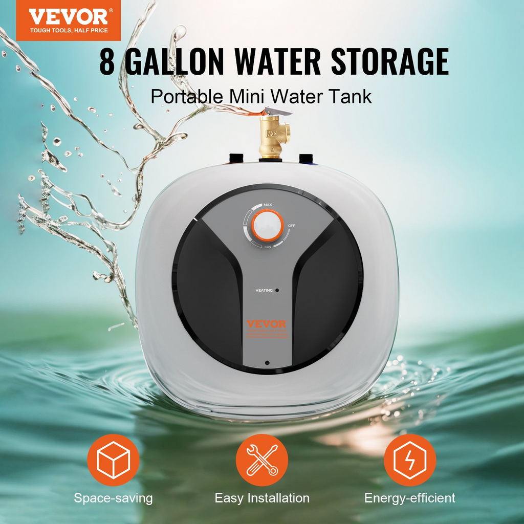 Calentador de agua eléctrico mini con tanque de 8 galones VEVOR 1440 W
